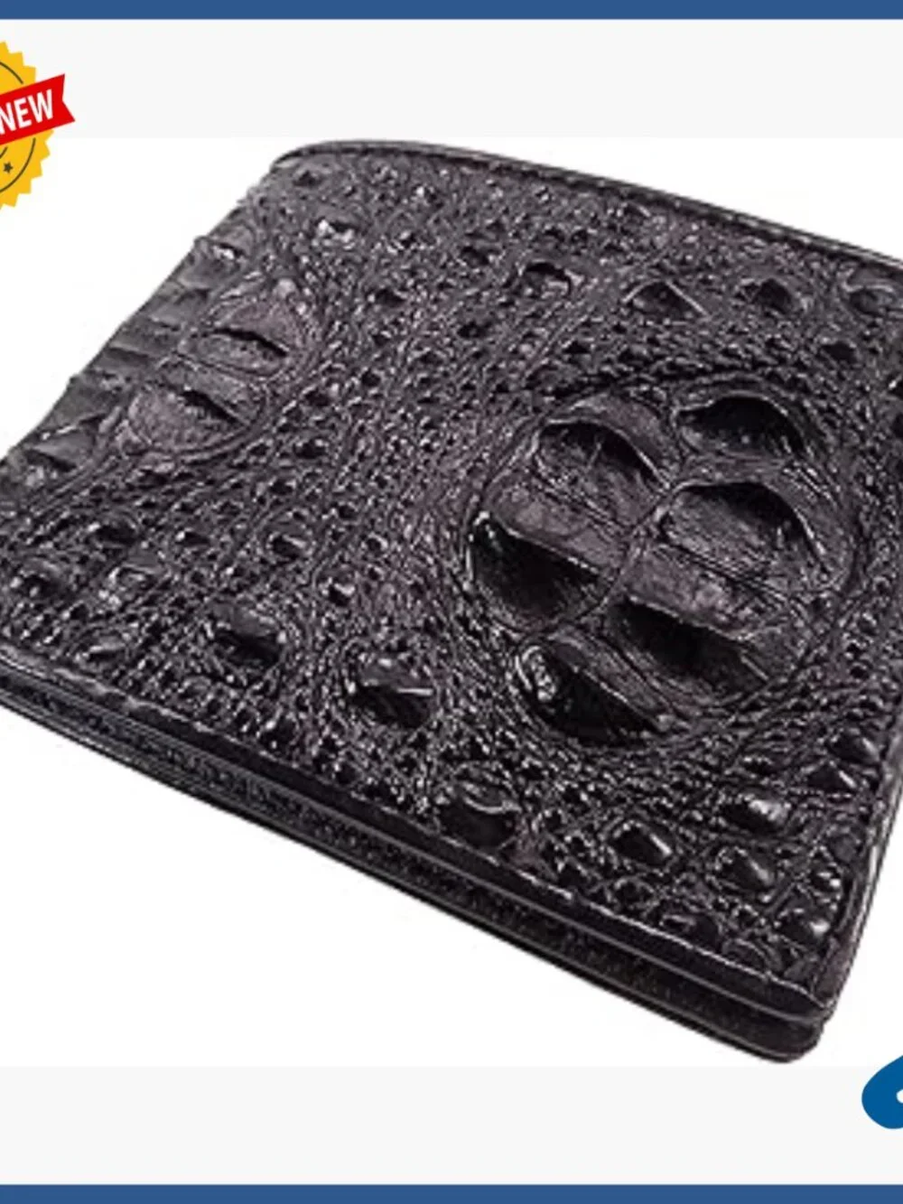Genuine Crocodile Skin Leather Bifold Wallet 6 Card Slots 2 ID Windows